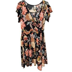 Floral faux wrap dress